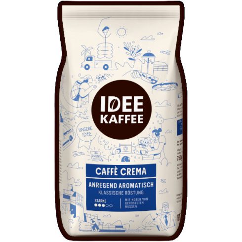 IDEE KAFFEE Caffé CREMA Csersavszegény, gyomorkíméló  szemes kávé, 750 g