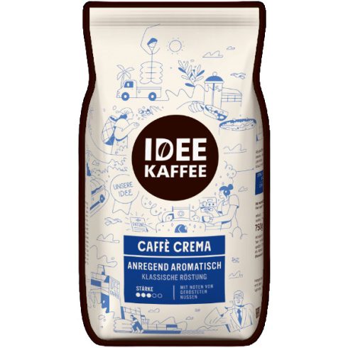 IDEE KAFFEE Caffé CREMA Csersavszegény, gyomorkíméló  szemes kávé, 750 g