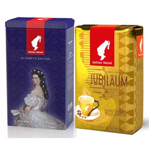 Julius Meinl Sissi Hercegnős fém kávétartó doboz, 500 g Jubilaum szemes kávéval